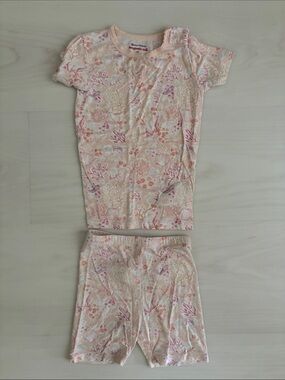 Magnetic Me Coral Floral Kids Pajama Set - Short Sleeve Top & Shorts, 3T